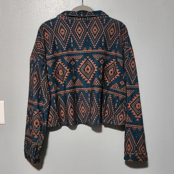 SAVANNA JANE Jacket Womens Medium Teal Western Boho Fringe Bling - Picture 7 of 11